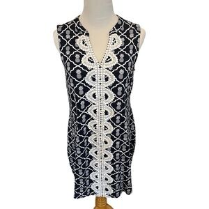Crown & Ivy Navy and White Sleeveless Dress - Sz M